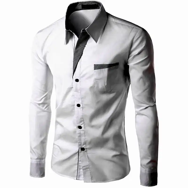 Camisa de manga larga respirable para hombres - blanco