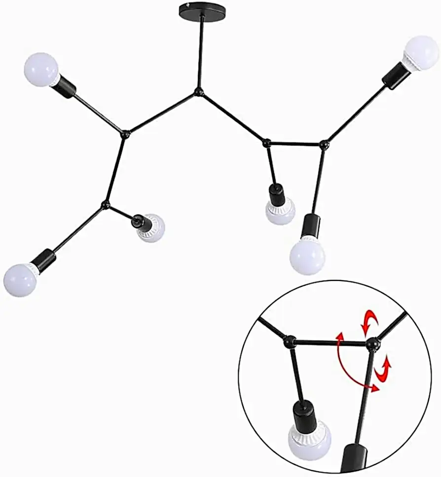 LÁMPARA DE TECHO VINTAGE ARAÑA SPUTNIK 6 LUCES DE BRAZO