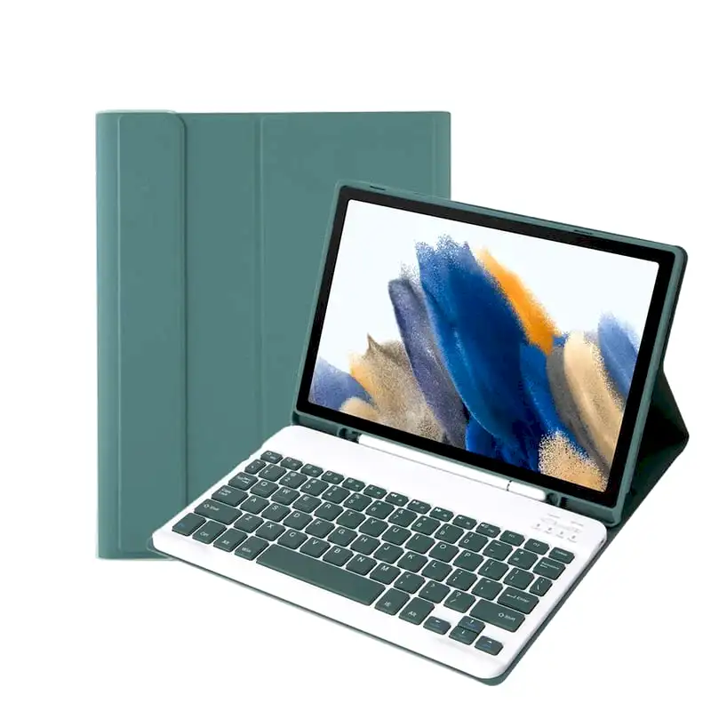 Funda Con Teclado Bluetooth Para Samsung Tab A8 2021 Verde Oscuro