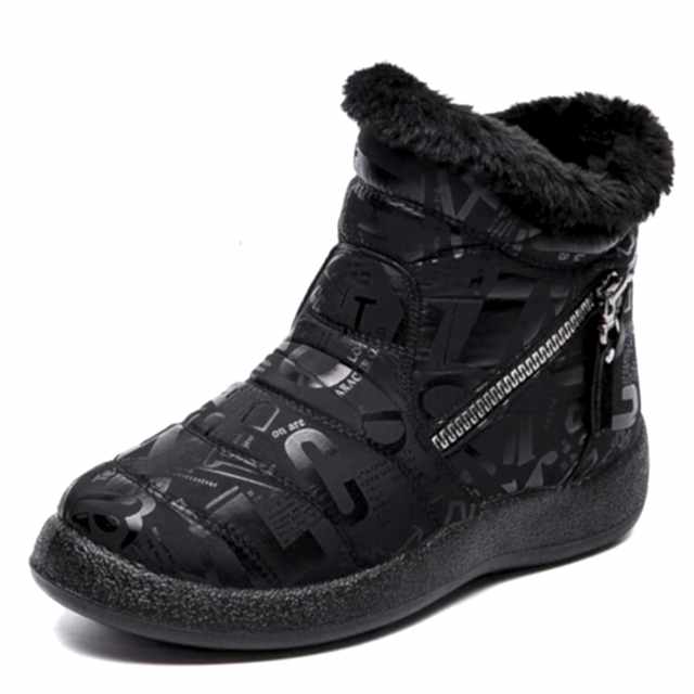 Botas de nieve impermeables para mujer, botines de felpa con alfabeto a la moda