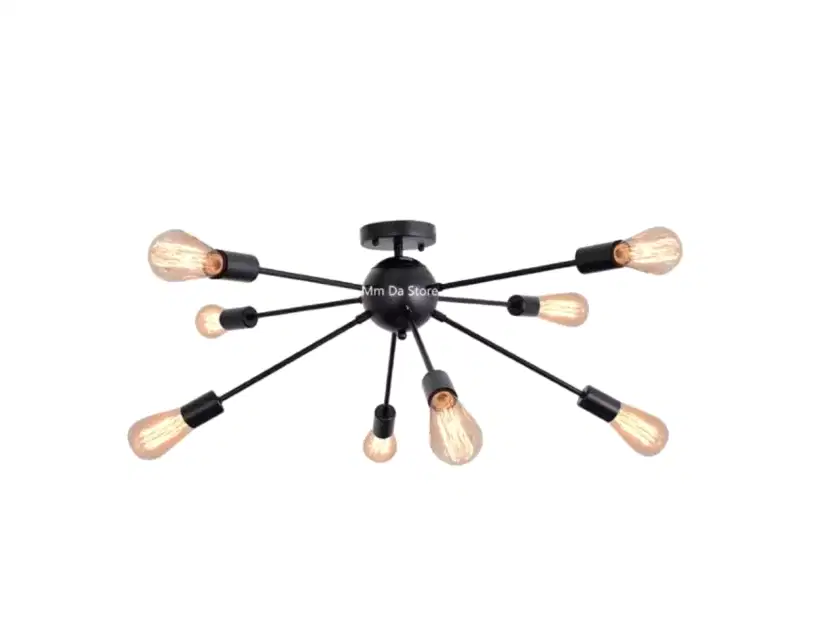 Salón satélite bola lámpara nordic led plafón 8 Ampolletas - Negra