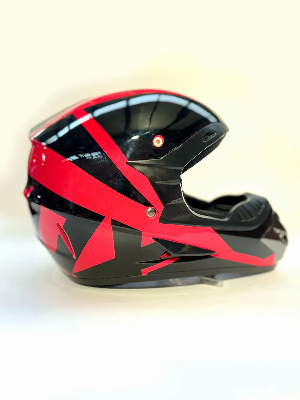 Casco de Motocross Enduro ROJO NEGRO BRILLANTE + Accesorios