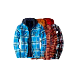 Chaqueta con capucha Plaid Loose