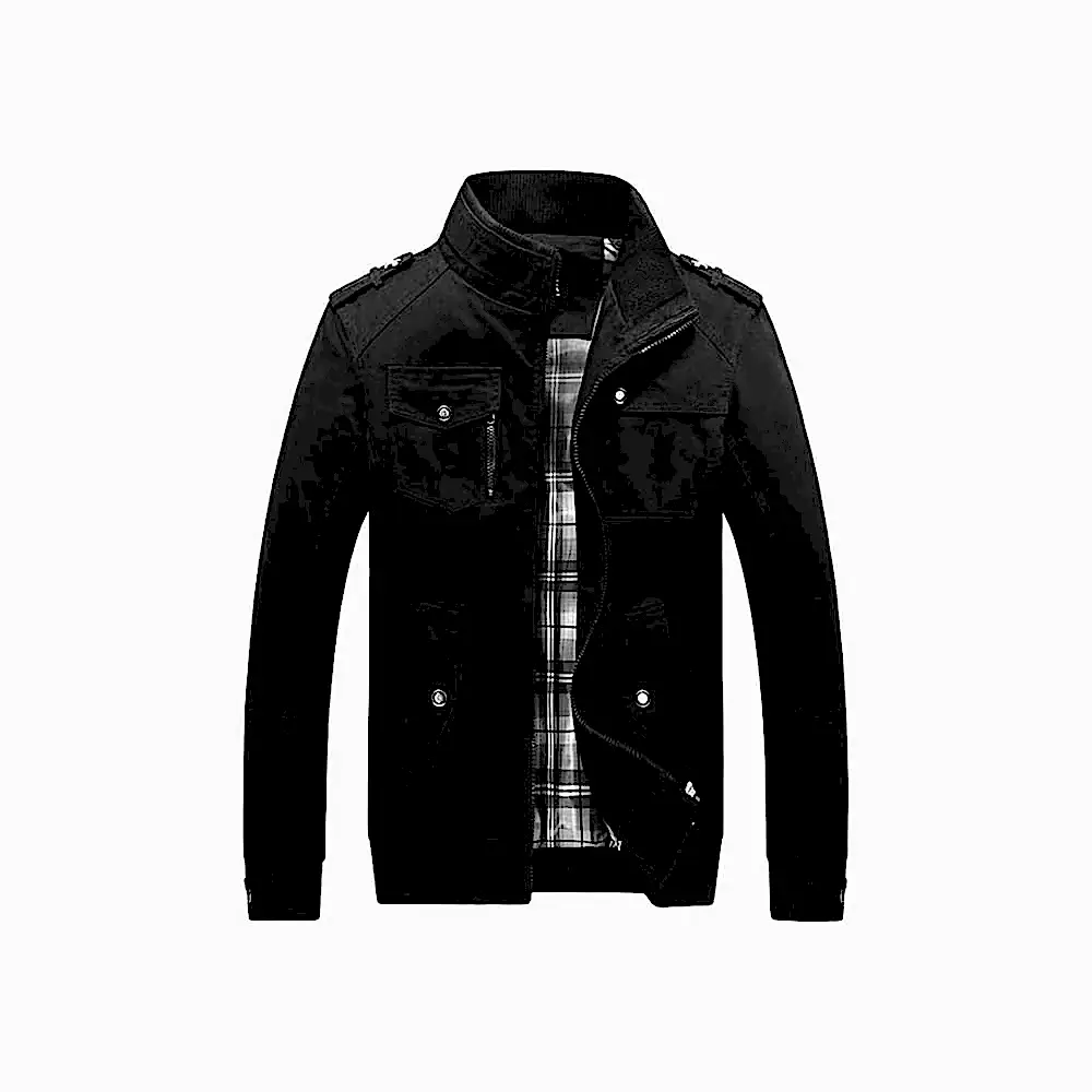 Chaqueta Hombre&nbsp; Cuello Pie Abrigo Urbano Clásico Múltiples Bolsillos