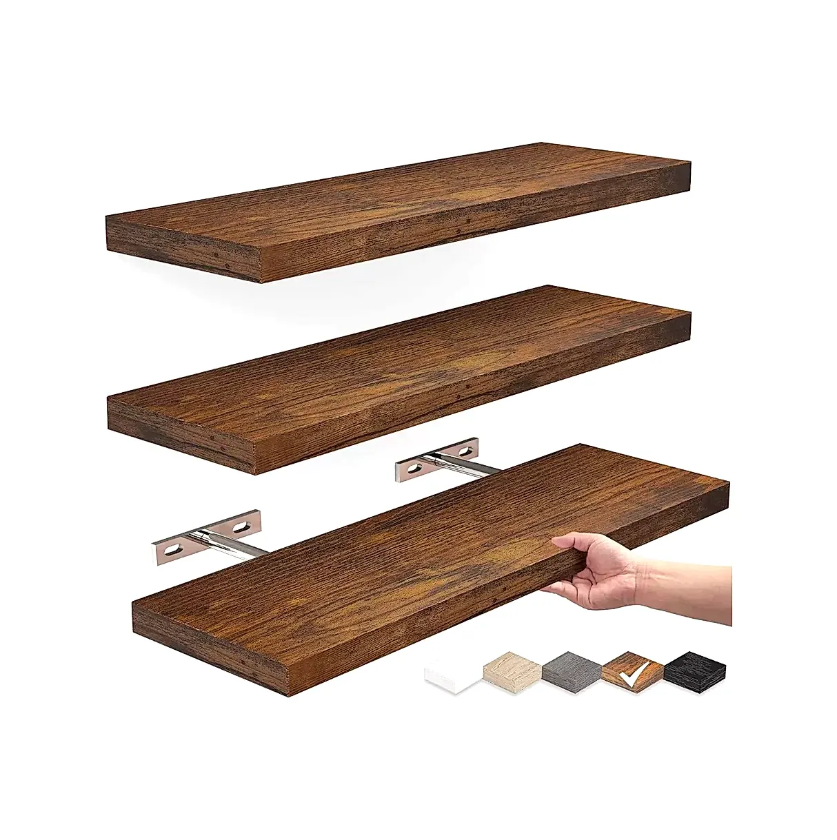 Repisas Flotantes De Madera Mdf Premium Kit X3 Colores