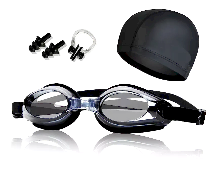 SET NATACIÓN KIT GAFAS + GORRO NATACIÓN + TAPA OÍDOS Y NARIZ