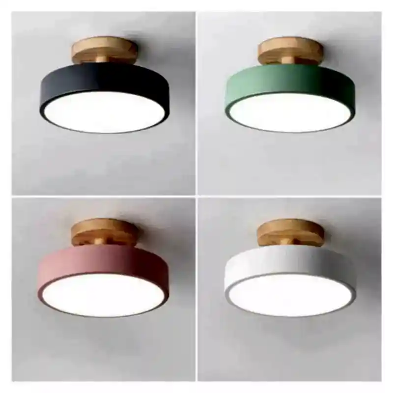 Lámpara de techo LED de 18cm con base de madera colores