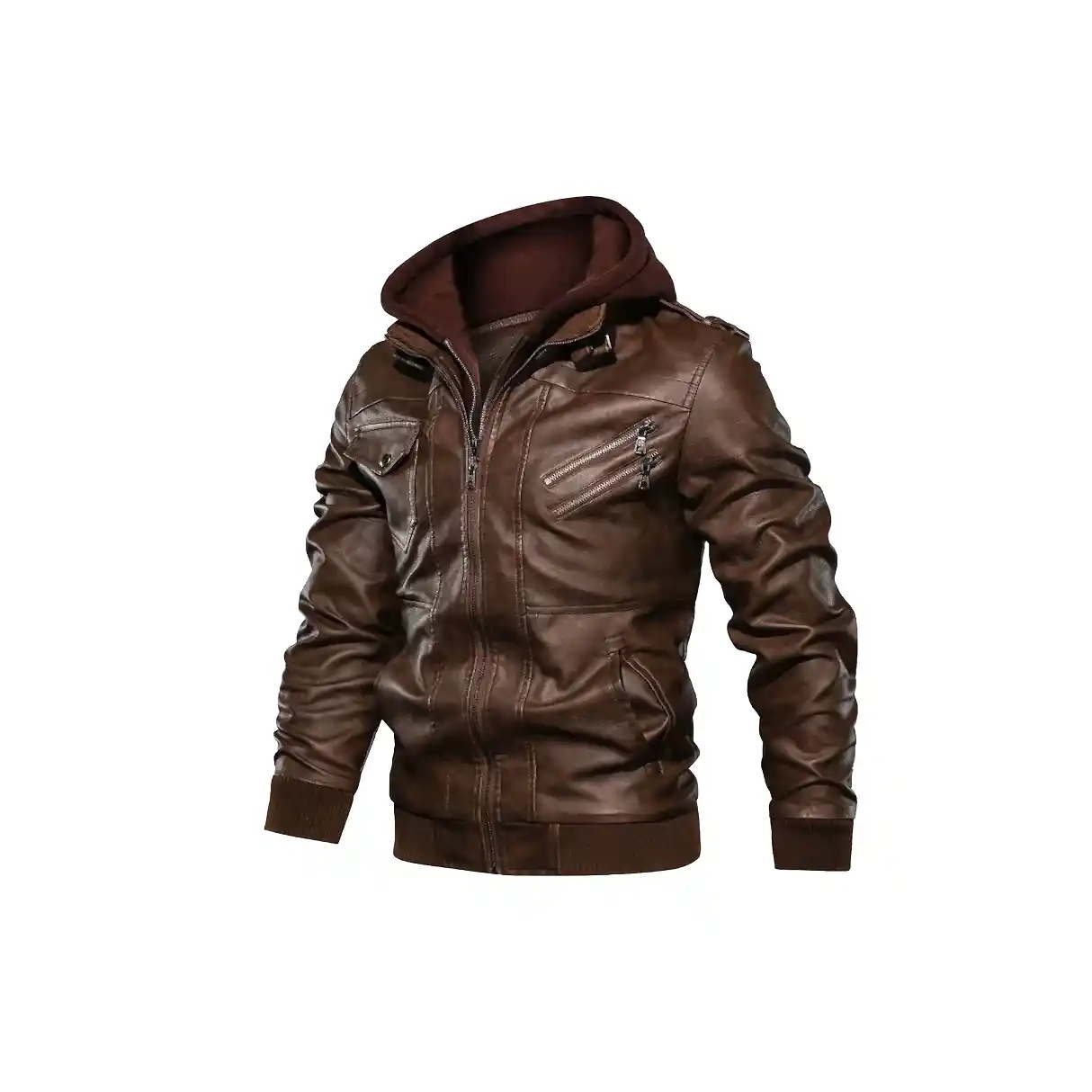 Chaqueta de motocicleta de ecocuero para hombre.