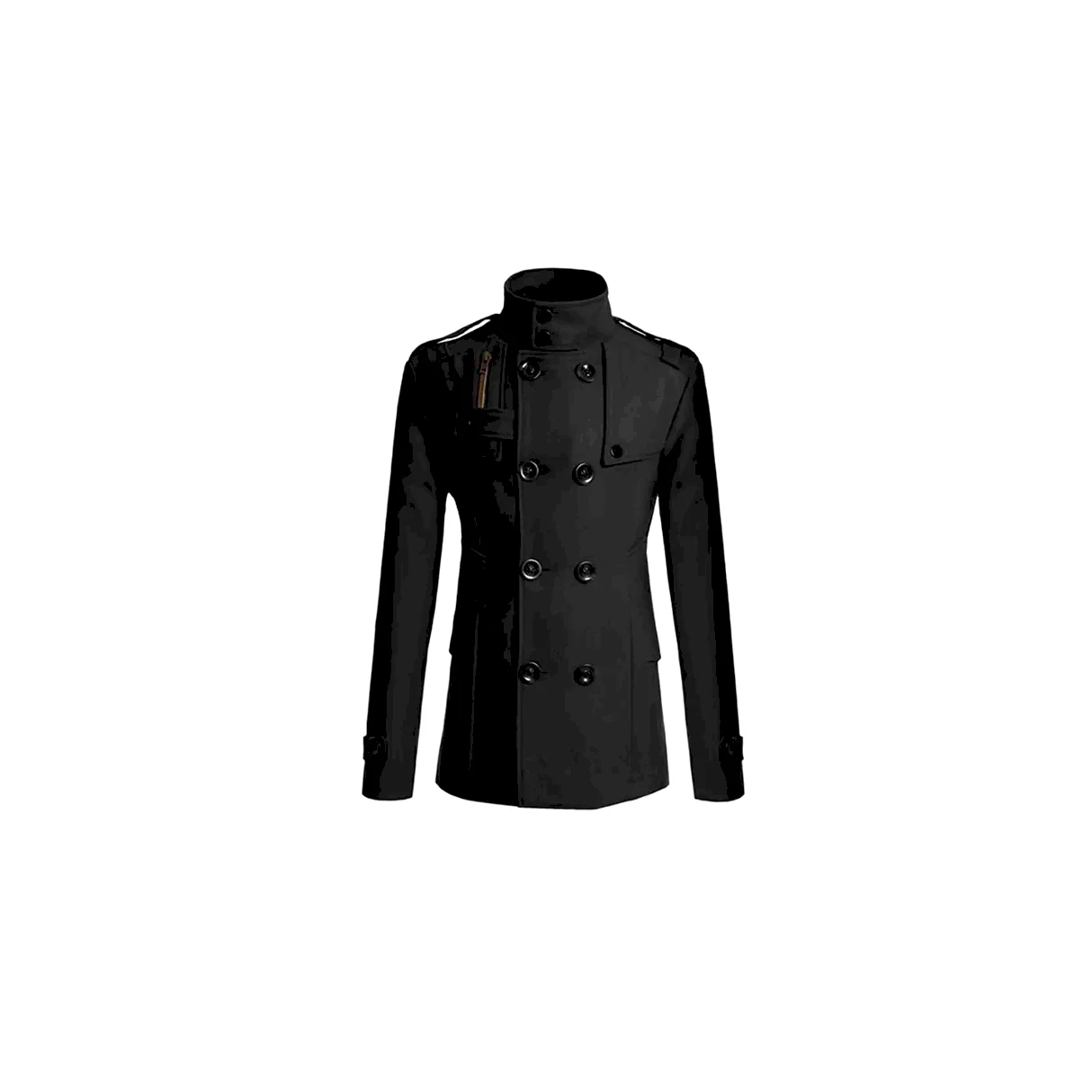 Abrigo de lana de hombre slim fit medio largo abrigo trench- NEGRO - CAFE