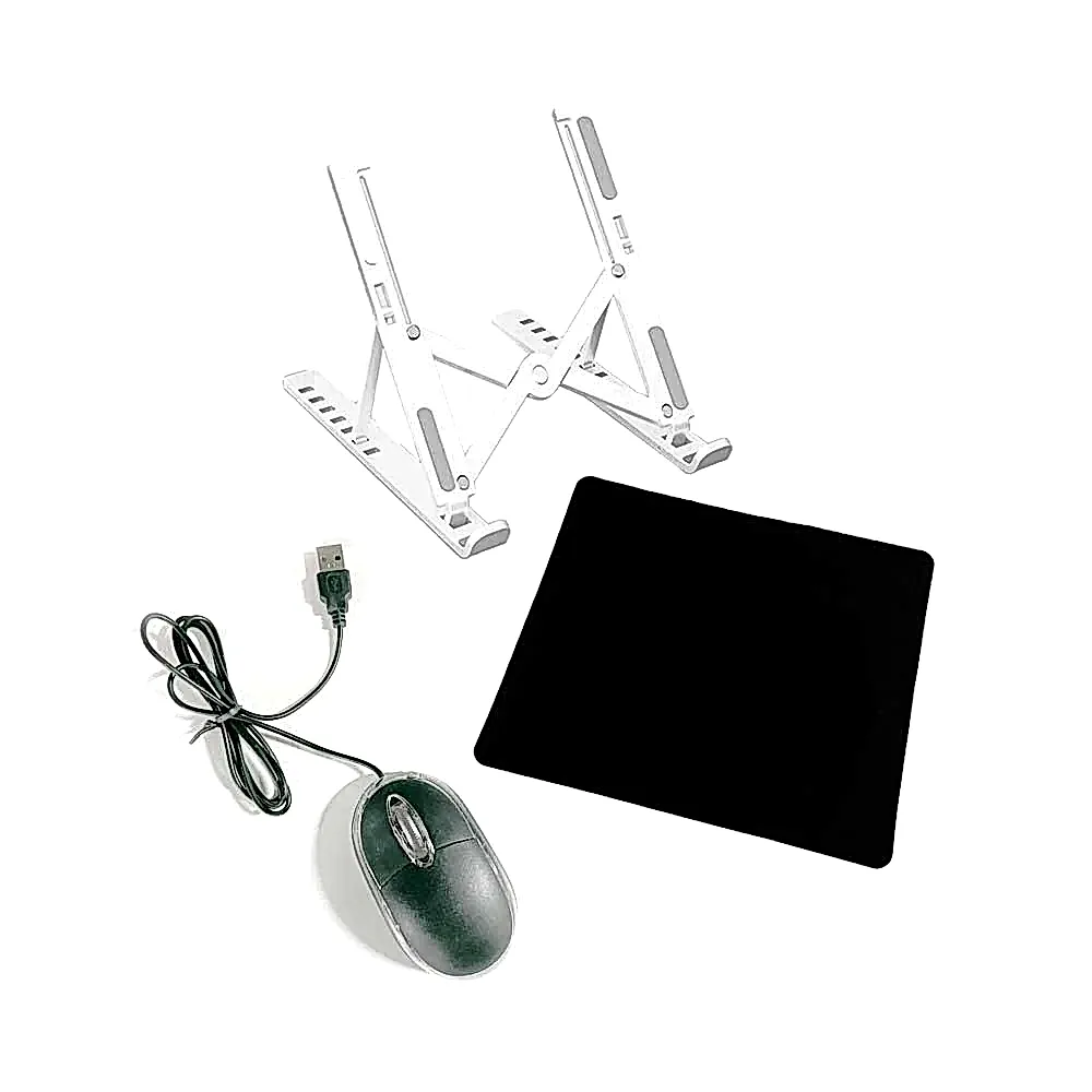 Pack Mouse USB + Soporte Laptop + MousePad