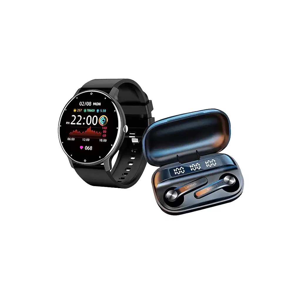 Pack Audifonos Lenovo True Wireless Bluetooth QT81 + Smartwatch Bluetooth ZL02 Sports Fitness