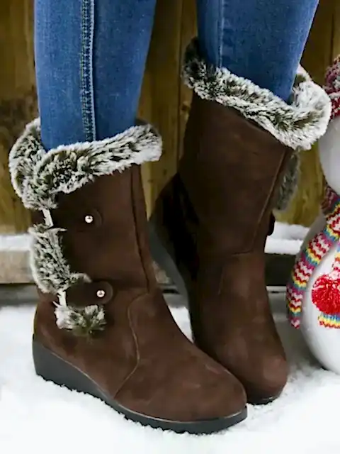 Botas de nieve altas para mujer para invierno - Khaki