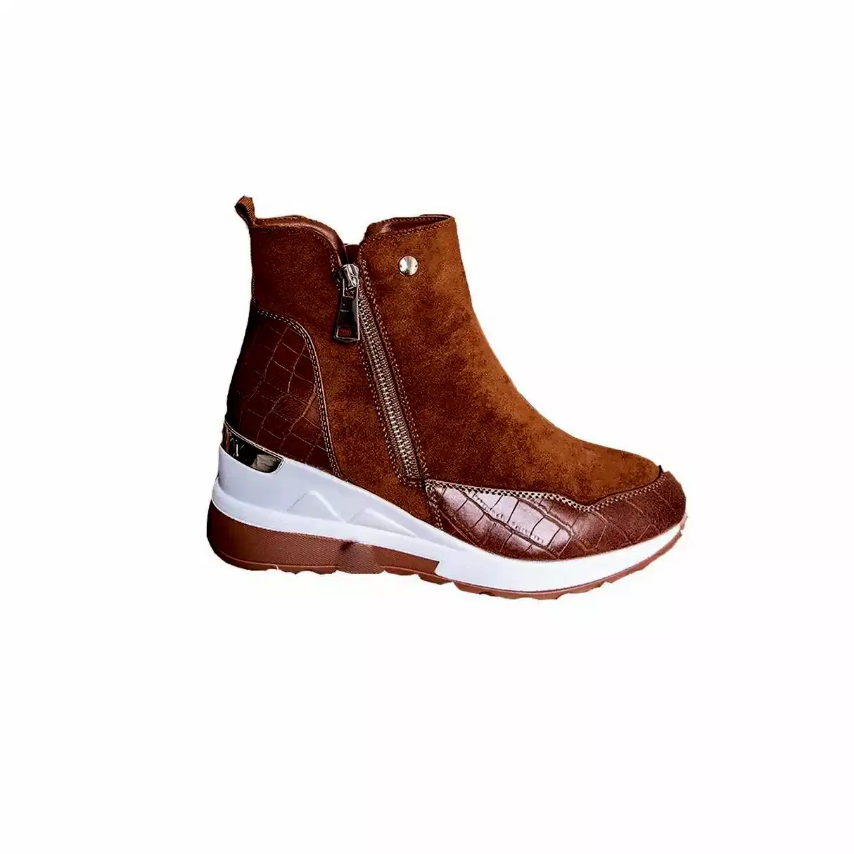 Botas de Gamuza con Cremallera Estilo Invierno para Mujer